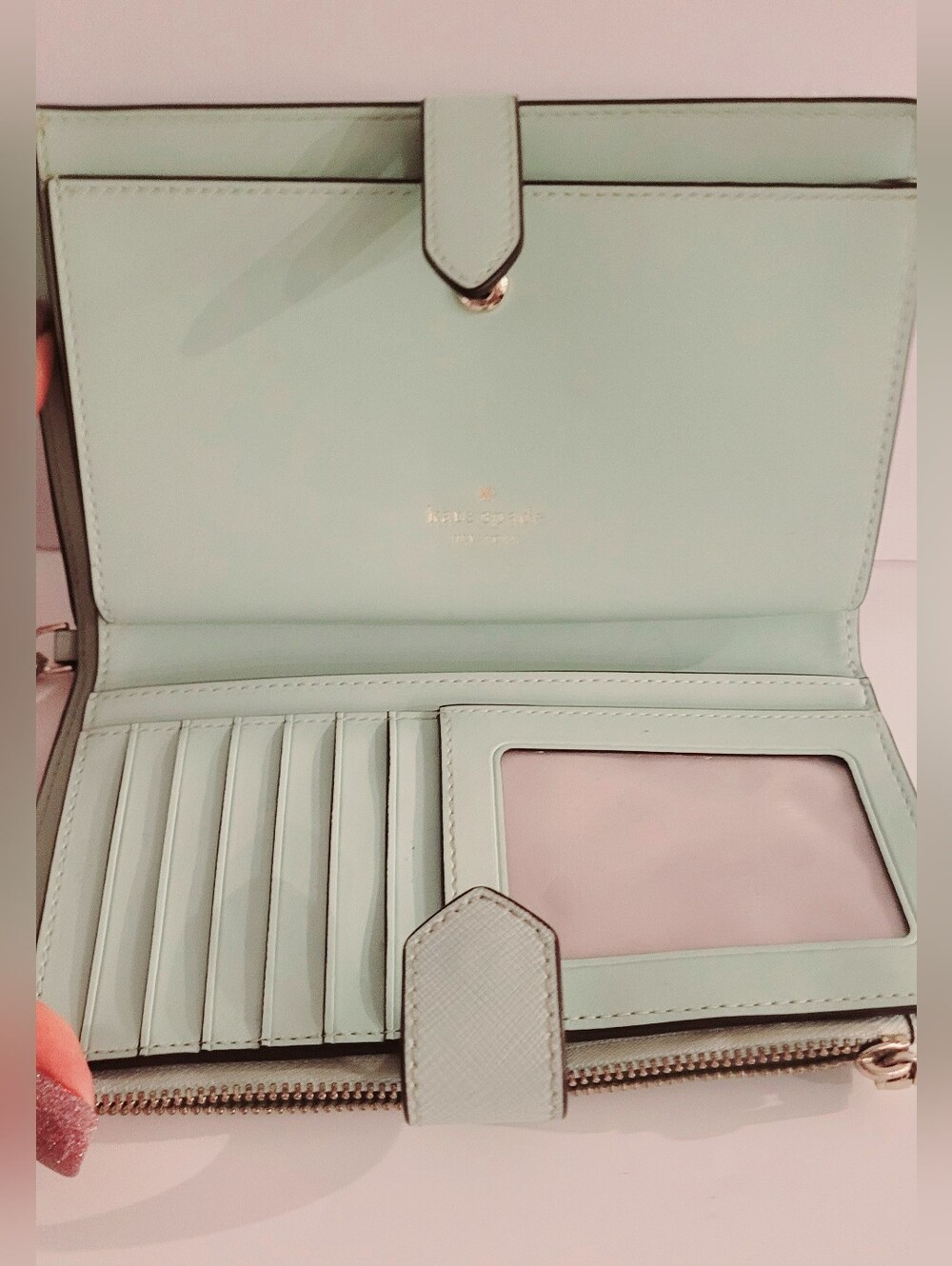 Kate Spade Light Mint Saffiano Leather Zip Wallet/Wrislet - Picture 6 of 10